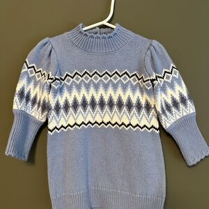 Janie and Jack Girls Blue Patterned Sweater 12-18 Months